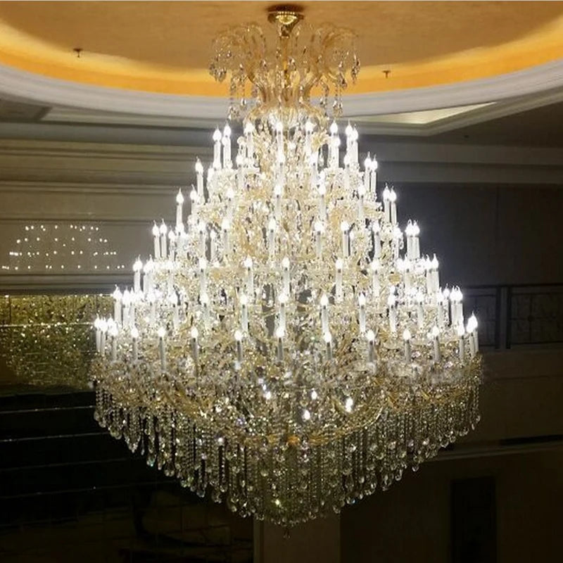 Luxury Large Crystal Chandelier - Modern Led Candle Chandelier For Hotel Lobby Villa Living Room & Entryway Lighting