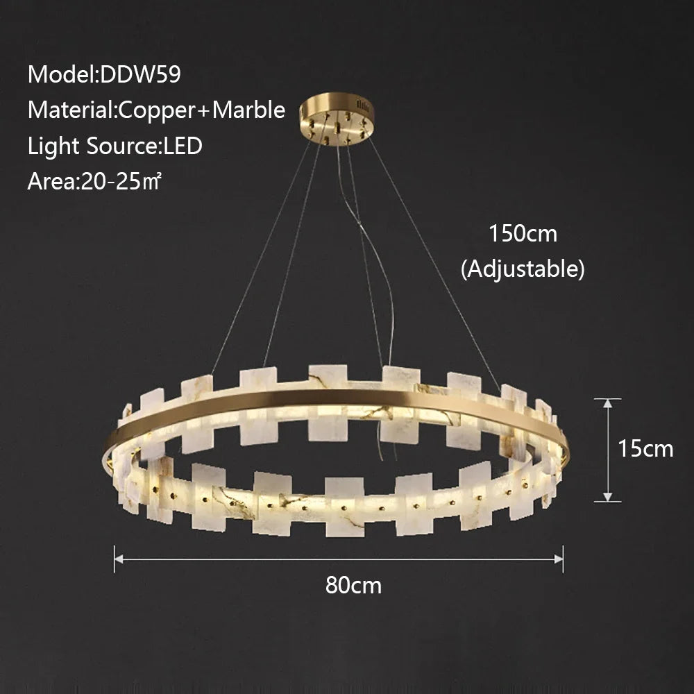 Modern LED Chandeliers Lighting For Living Room Foyer Bedroom Restaurant Pendant Lamps Natural Marble Decoration Lustre Fixtures