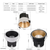 Dimmable LED Downlight Recessed Ceiling Lamp Spotlight Aluminum LED COB Light 5W 10W 12W 18W 20W 24W AC110V 220V Home Office Store