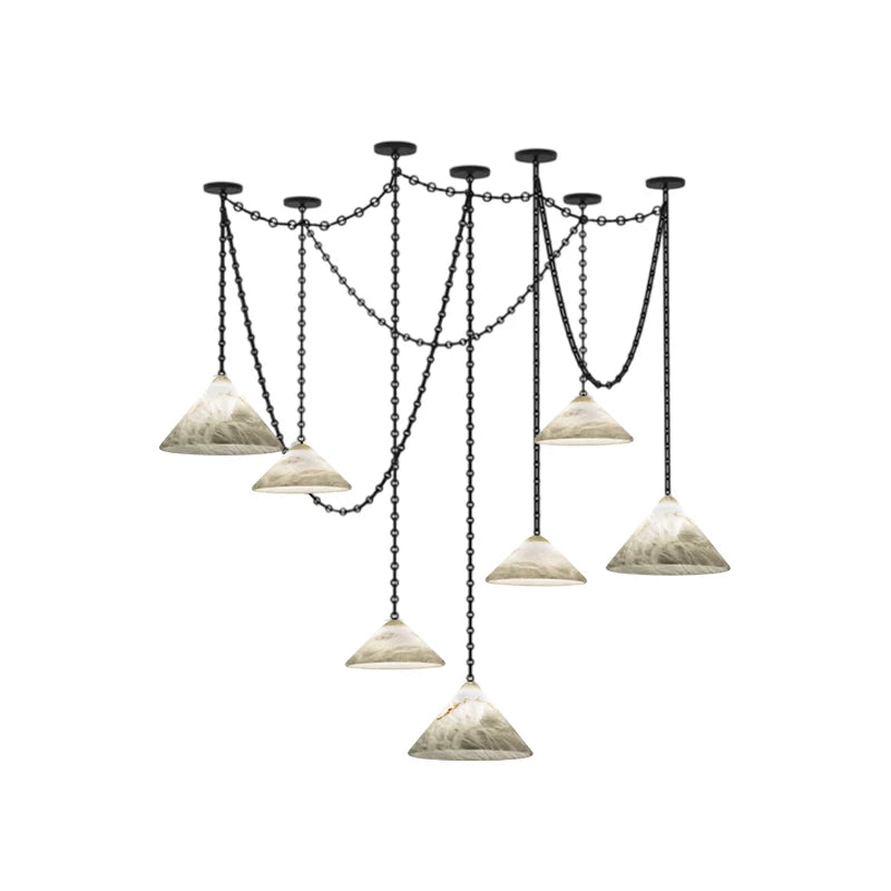 Marble Umbrella Diy Iron Chain Led 2025 Chandelier Alabaster Lustre Suspension Luminaire Lampen For Corridor Entry Way