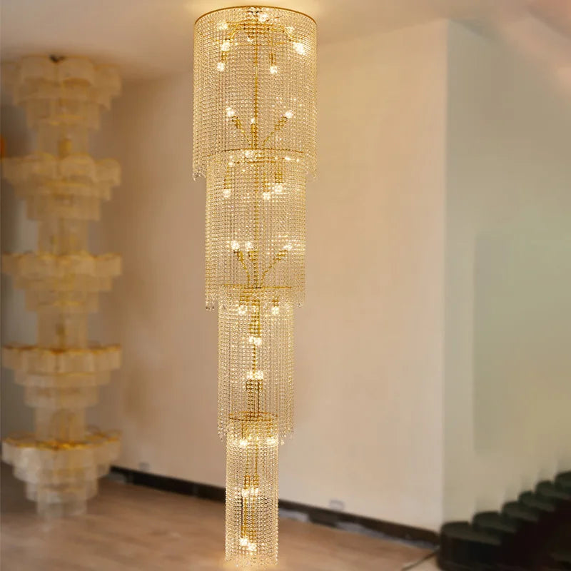 Luxury Crystal Chandeliers Home Villa Living Room Loft Stairs Pendant Lights Ceiling Light Fixture Decorate Lighting Żyrandol