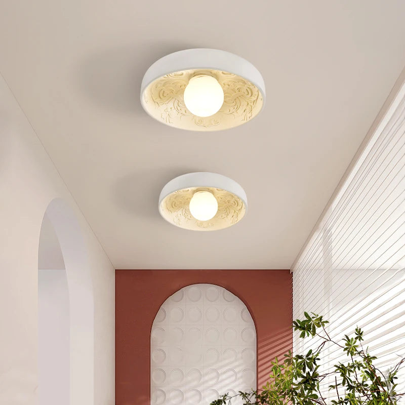 French Cream Wind Ceiling Lamp Balcony Cloakroom Porch LED Ceiling Light Simple Modern Bedroom Corridor Hanging Lighting Fixture