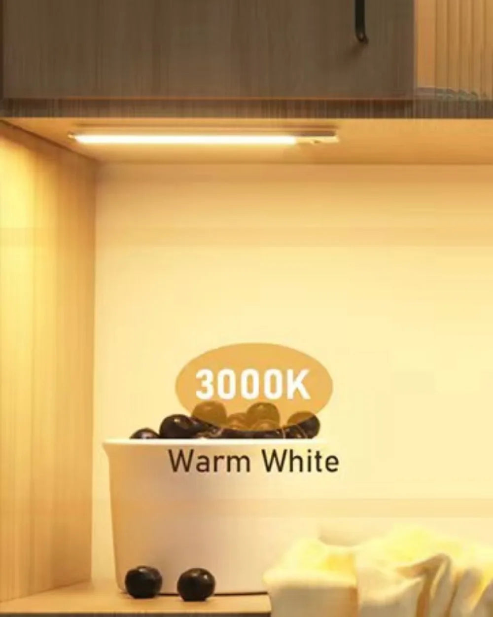 Tri-Color Motion Sensor Cabinet Lights, 76 LED Magnetic Closet Lights with 1500mAh USB Rechargeable, 2Pack for Kitchen/Stairs