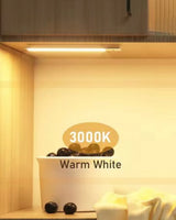 Tri-Color Motion Sensor Cabinet Lights, 76 LED Magnetic Closet Lights with 1500mAh USB Rechargeable, 2Pack for Kitchen/Stairs