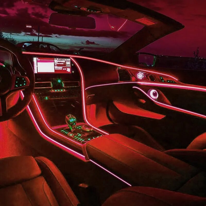 the ambiance of your car&#39;s interior with a versatile LED strip light that radiates neon vibes