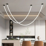 Nordic Long Line Chandelier Modern Flexible Long Tube LED  Lights Restuarant Cafe Bar Dining Room Pendant Lamps