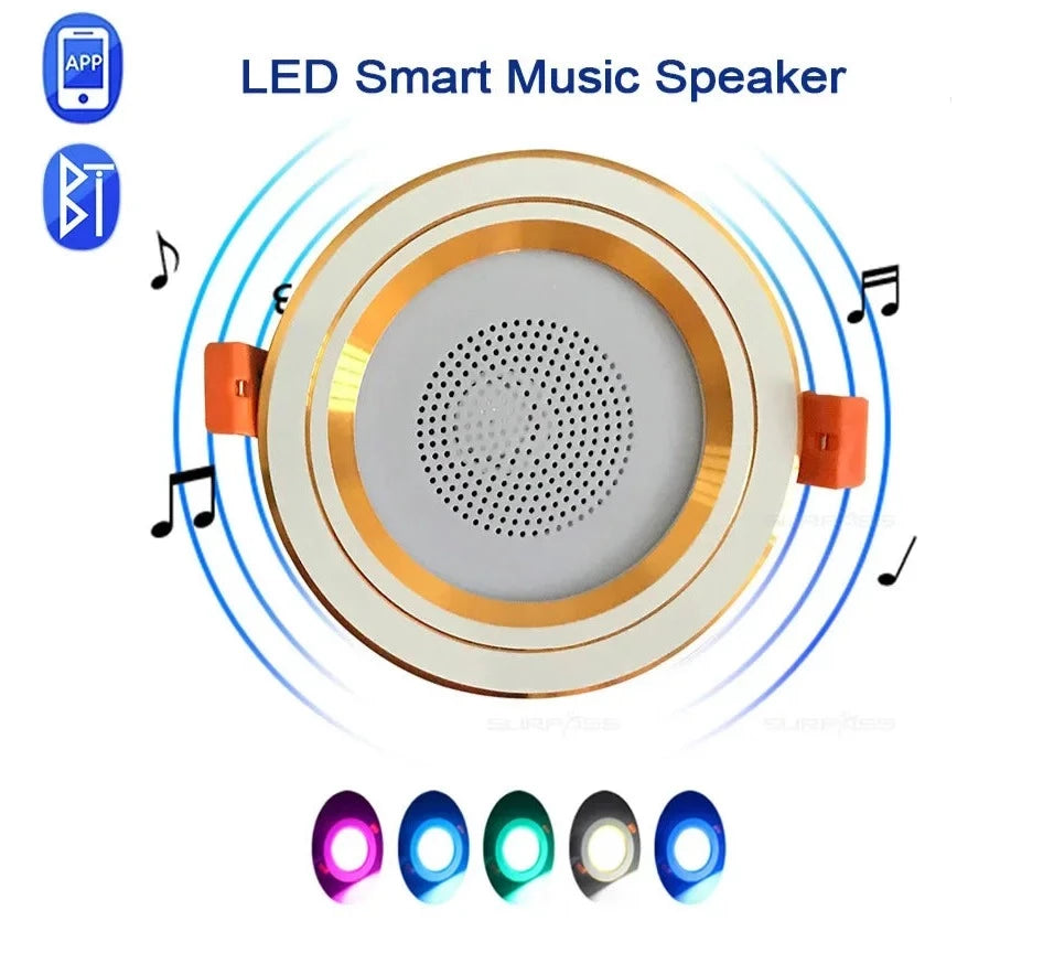 LED Smart Music Lamp Intelligent Background Music Light Ceiling Speakers With Adjusted Lights Smart Bluetooth Downlight Speaker