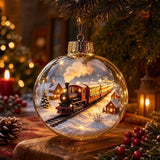 8cm Christmas Ball Ornament Acrylic with Light Xmas Hanging Decoration Transparent DIY Snowman Crystal Ball Christmas Decor