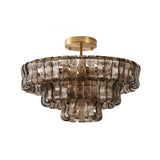 Italian Murano Glass Ceiling Chandelier Light - Handcrafted Luxury Flush Mount Pendant Fixture for Living Room, Bedroom & Restaurant Decor
