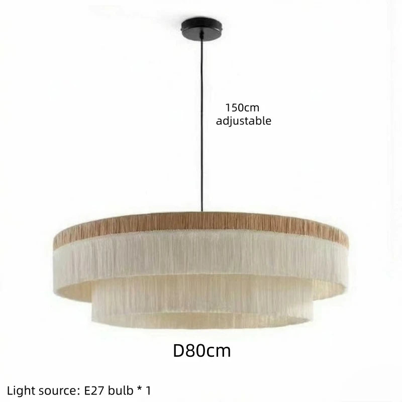 French Retro Tassel Pendant Light Vintage Living Room Bedroom Dining Room Light American Retro High-end Creative Room Main Light