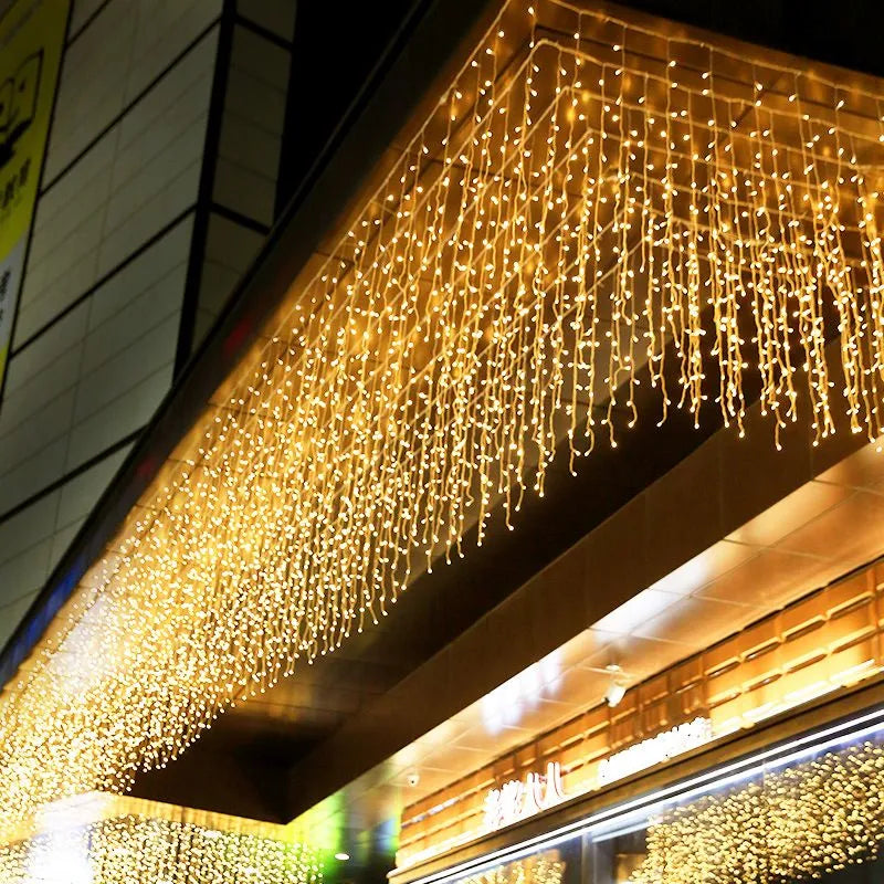 4M AC 220V Christmas Garland LED Curtain Icicle String Lights Droop 0.6m Garden Street Outdoor Decorative Holiday Light