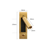 Creative Rotatable Aluminum Wall Lamp LED Embedded Sconce Hotel Cafe Bar Bedside Copper Nickle Chrome Metal Reading Lighting