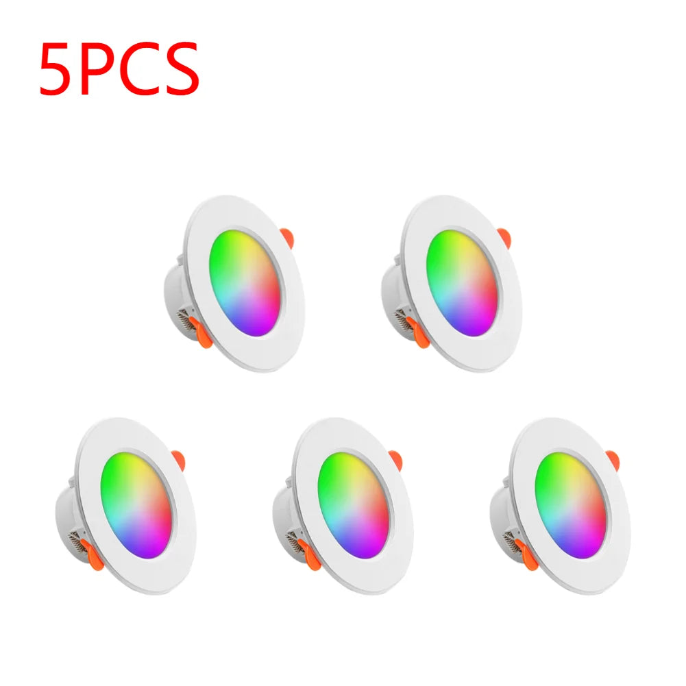Tuya Smart LED Downlight LED Ceiling Recessed Down Light Dimmable Spot Lamp 10W RGB +CW+WW Changeable LED Downlight