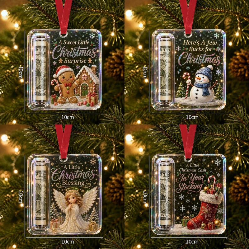 Money Storage Christmas Tree Hanging Ornament Clear Piggy Bank Christmas Decoration 2026 Cash Slot Hanging Pendant Navidad Decor
