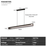 Linear Dining room chandelier kitchen island lighting dining table bar lamp led long strip modern lamp glass Pendant light black