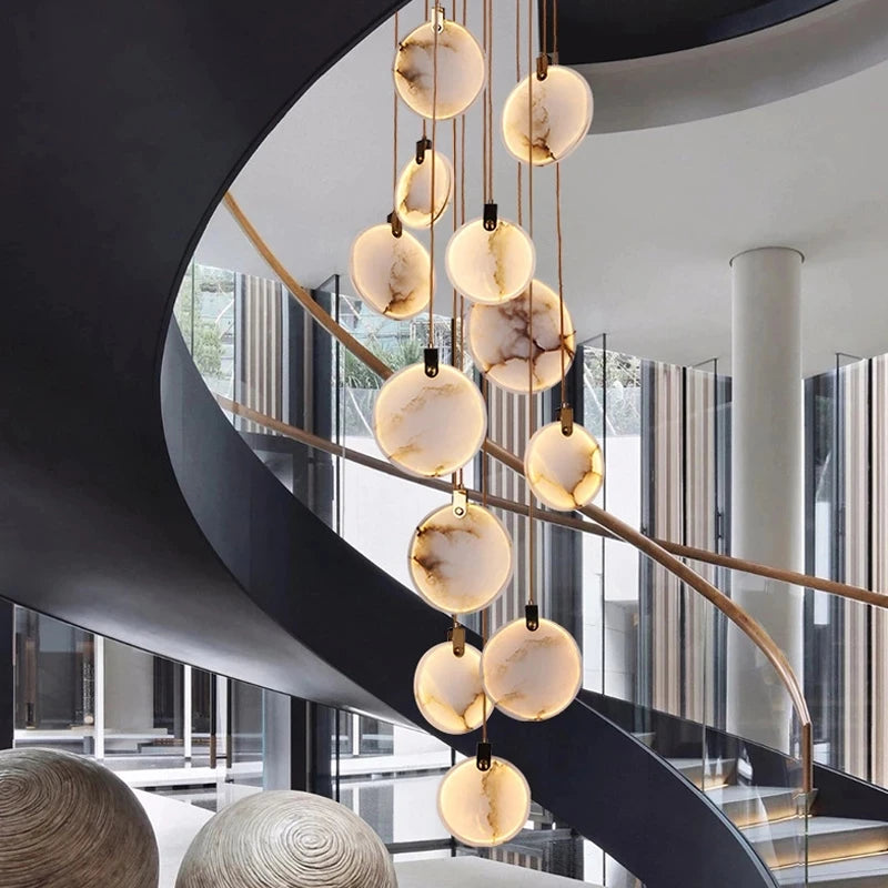 Nordic LED Marble Ceiling Chandelier Ceiling Lamps Pendant Lights for Attic Lobby Lighting Living Room Staircase  Home Decor