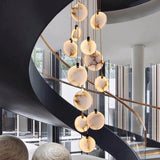 Nordic LED Marble Ceiling Chandelier Ceiling Lamps Pendant Lights for Attic Lobby Lighting Living Room Staircase  Home Decor