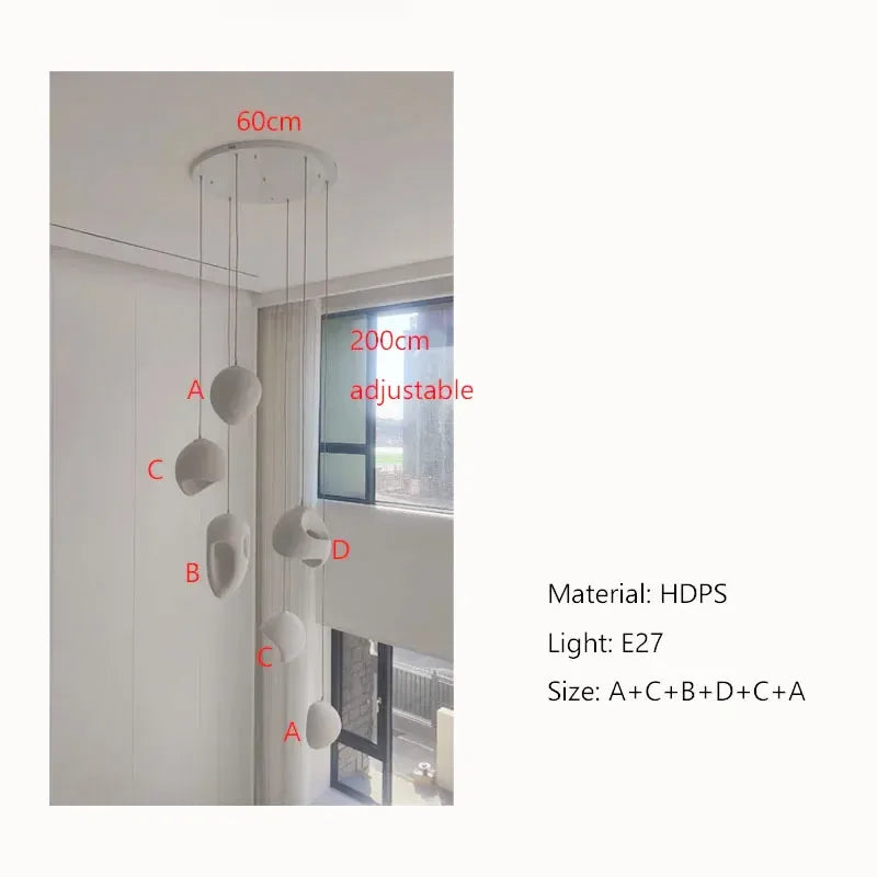 Modern Wabi-sabi Handmade Led Pendant Light Living Dining Room Irregular Chandelier Home Decor Loft Bedroom Hanging Lamp Fixture