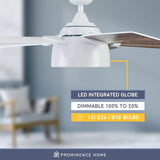 Bright White Remote Control Ceiling Fan, 5 Blades Ceiling Fans Room Decor Home Fan  Ceiling Fan with Led Light