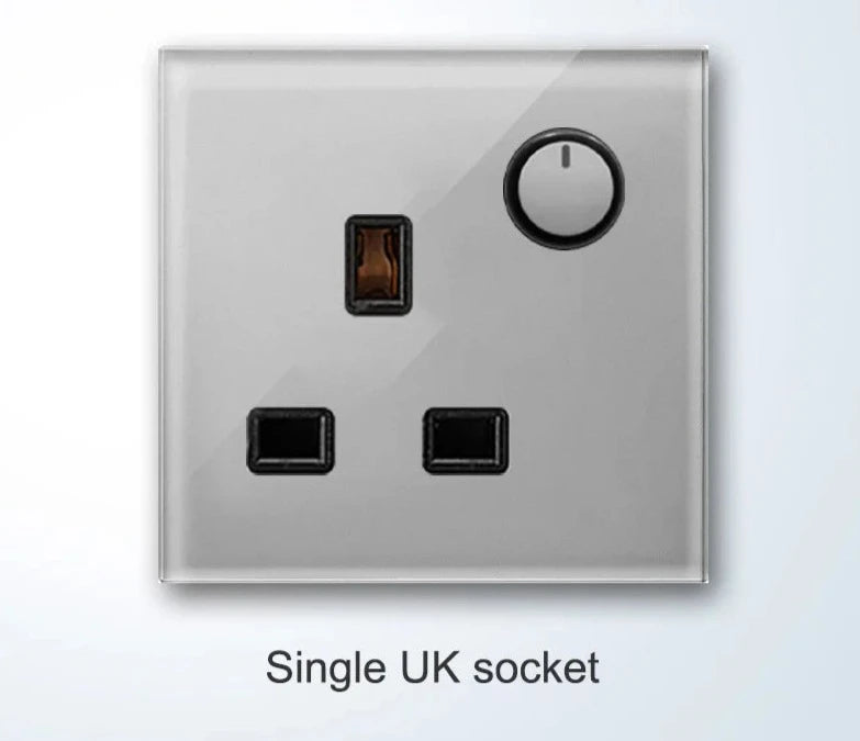  Universal Round Tempered Glass Home Wall Switch Panel LED Indicator Black/Grey/Gold/White 250V 86mm*86mm Wall Light Switch