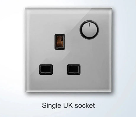  Universal Round Tempered Glass Home Wall Switch Panel LED Indicator Black/Grey/Gold/White 250V 86mm*86mm Wall Light Switch