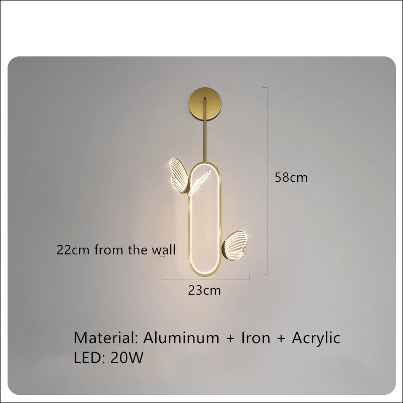 Nordic Luxury Butterfly LED Lights High Quality Bedside Lamp for Bedroom Restaurant Living Room Decoration Acrylic Chandelier