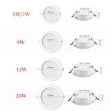 LED Downlight Recessed Ceiling Lamp 5W 7W 9W 12W 20W AC220V Cold White LED Spotlight for Living Room Corridor Bathroom Kitchen