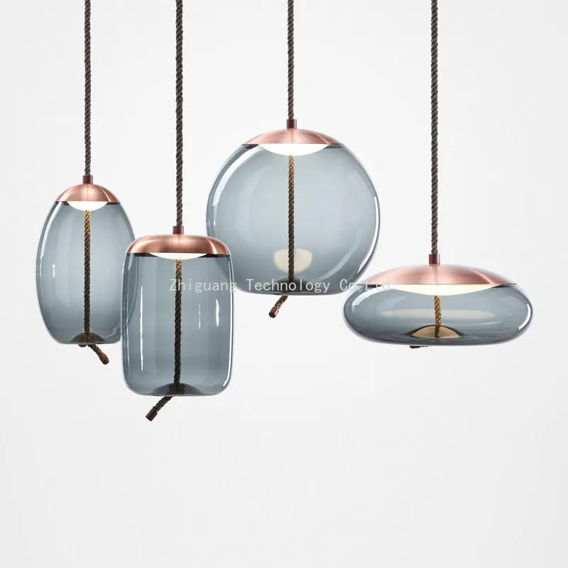 Nordic Style Designer Postmodern Luxury Glass Single Head Pendant Lamp Creative Art Bar Dining Lighting Fixture
