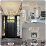 Retro K9 Crystal Tree Branch Chandelier - Modern LED Pendant Light Fixture for Villa Lobby, Foyer, Living Room & Weddings