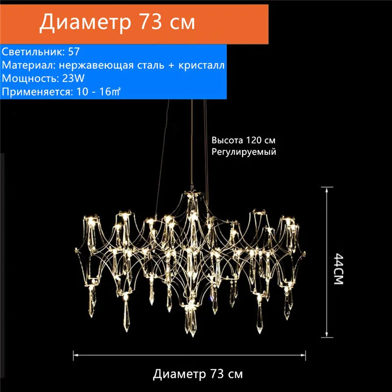 Starry Crystal Chandelier Living Room Light Luxury Modern Hotel Villa Duplex Bedroom Restaurant Fireflies Ceiling Ceiling Light