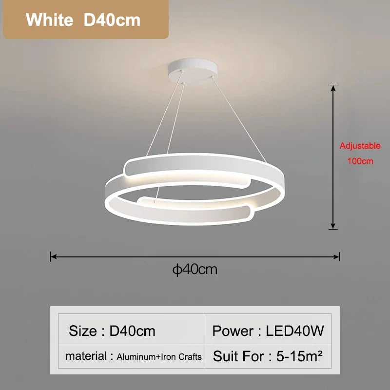 Simple Modern Living Room Pendant Light Creamy Style High-end Atmospheric Bedroom Light LED Nordic Study Circular Ring Lamp
