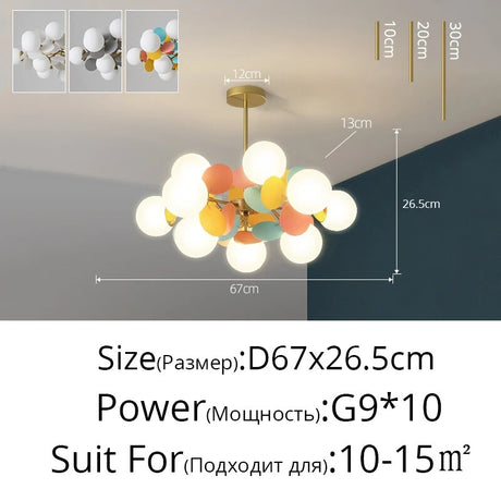 Nordic Kids Bedroom LED Chandelier Light Living Room Hanging Lamp Ceiling Mounted Light For Study Room Bar Aisle Home Decoration