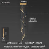 Crystal Chandelier Modern Villa Living Room Chandelier Hanging Lamp LED Crystal Lamp Exhibition Hall Staircase Pendant Lamp