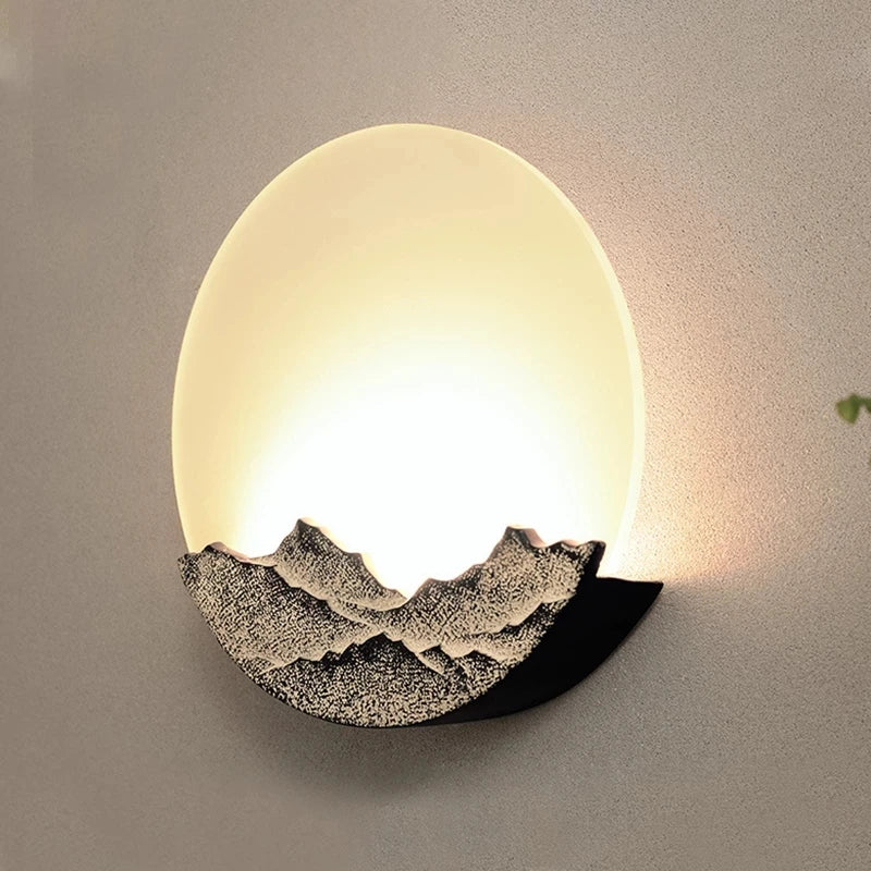 Chinese bedroom bedside aisle stairwell wall lamps Round hotel room background wall tea room simple decors LED Wall light