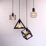 Modern Cage Pendant Light E27 Iron Minimalist Vintage Scandinavian Loft Pyramid Pendant Lamp Metal Hanging Ceiling Lamp Fixtures