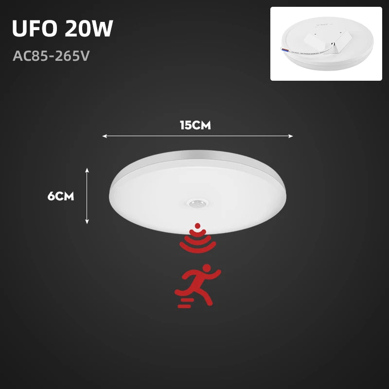Modern LED Motion Sensor Ceiling Lamp - 20W PIR Smart Night Light Fixture