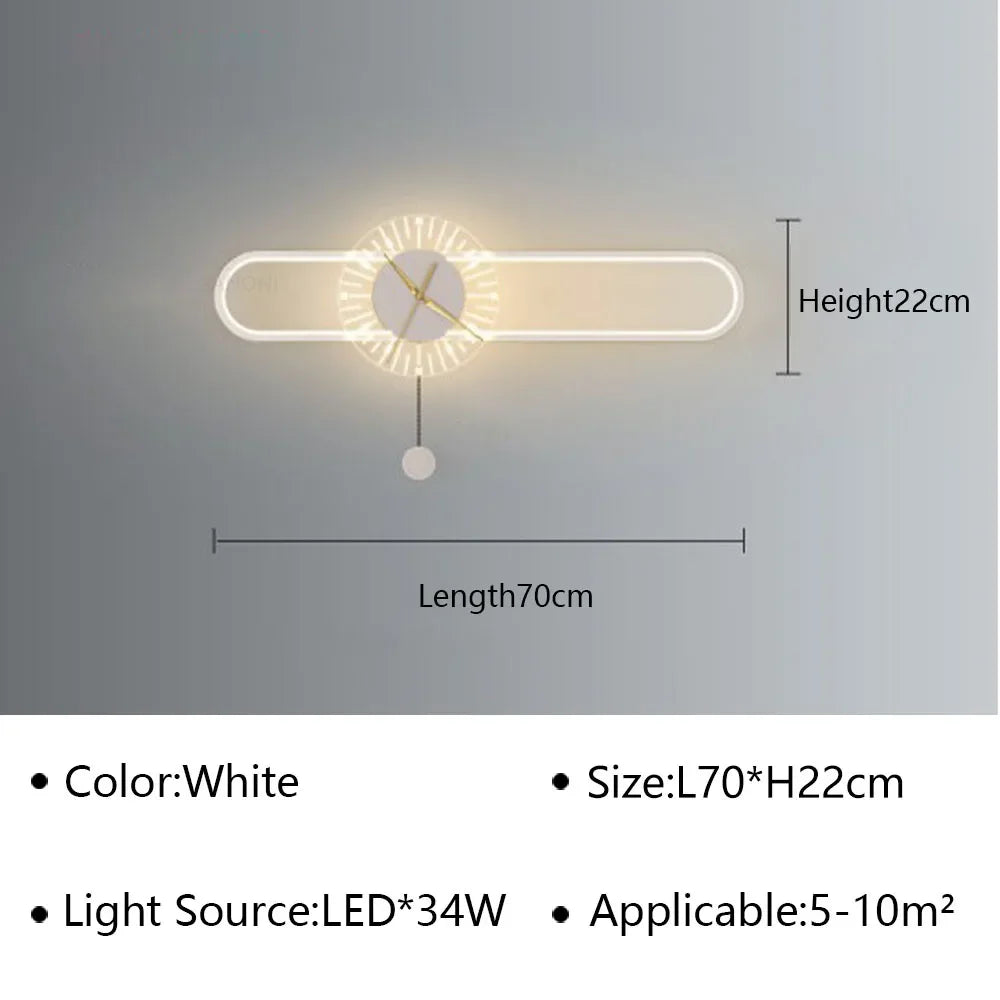 Modern LED Wall Lamp Clock Sconce for Bedroom Bedside Living Dining Room Aisle Porch Corridor Home Decors Lighting Fixture Luster