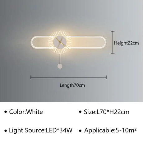 Modern LED Wall Lamp Clock Sconce for Bedroom Bedside Living Dining Room Aisle Porch Corridor Home Decors Lighting Fixture Luster