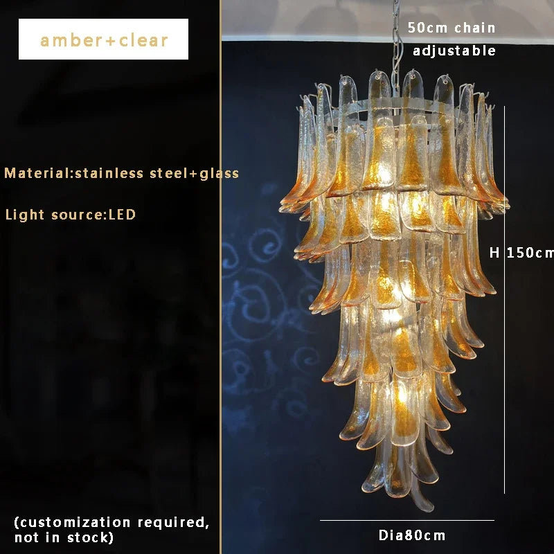 Pink White Large Ceiling Pendant Light Home-appliance High Ceiling Glass Hanging Lamp Lustres Foyer Lighting Extremely Expensive