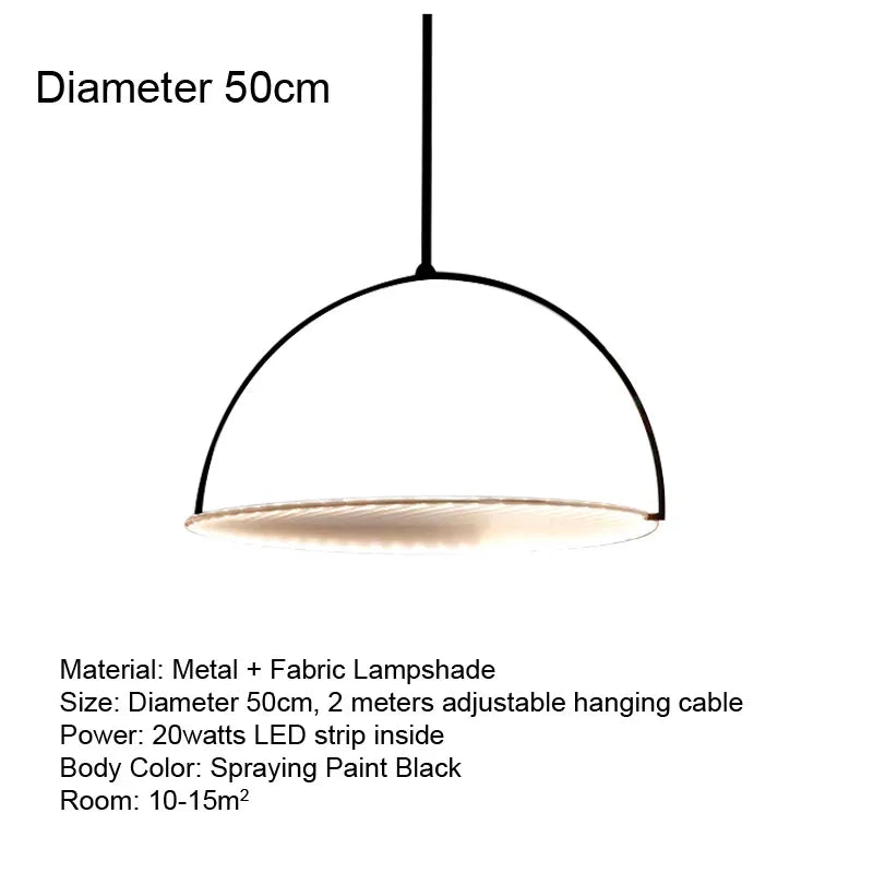 Modern Minimalist LED Fabric Pendant Light - Nordic Art Textile Ceiling Hanging Lamp Fixture for Dining Room, Bar Table & Living Room Decor