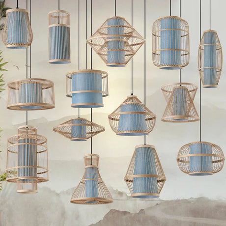 Chinese Bamboo Weaving Bamboo Chandelier Zen Tea Room Hot Pot Restaurant Light Hotel Hotel Balcony Japanese Retro Lantern Lights