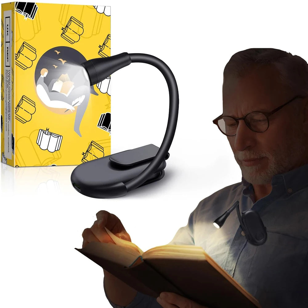 Rechargeable Book Light Reading Lights for Books in Bed Led Book Night Lamp 3 Color Step less Brightness Clip on Reading Lamp