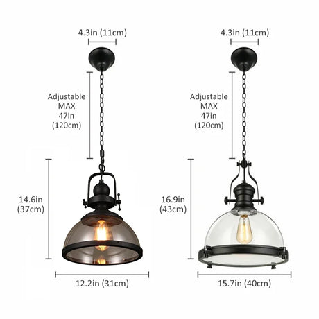 Iron LED Pendant Lights Loft Industrial Kitchen Hanging Lamp for Dining Room Decors Home Light Fixtures Glass Lampshade