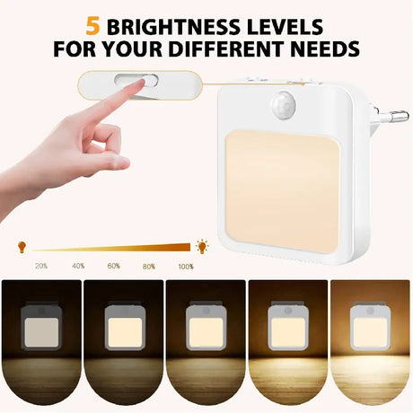 Night Light Motion Sensor With LED Light EU Plug Lamps Children Night Light Wireless Night Lamp For Bedside Table Bedroom