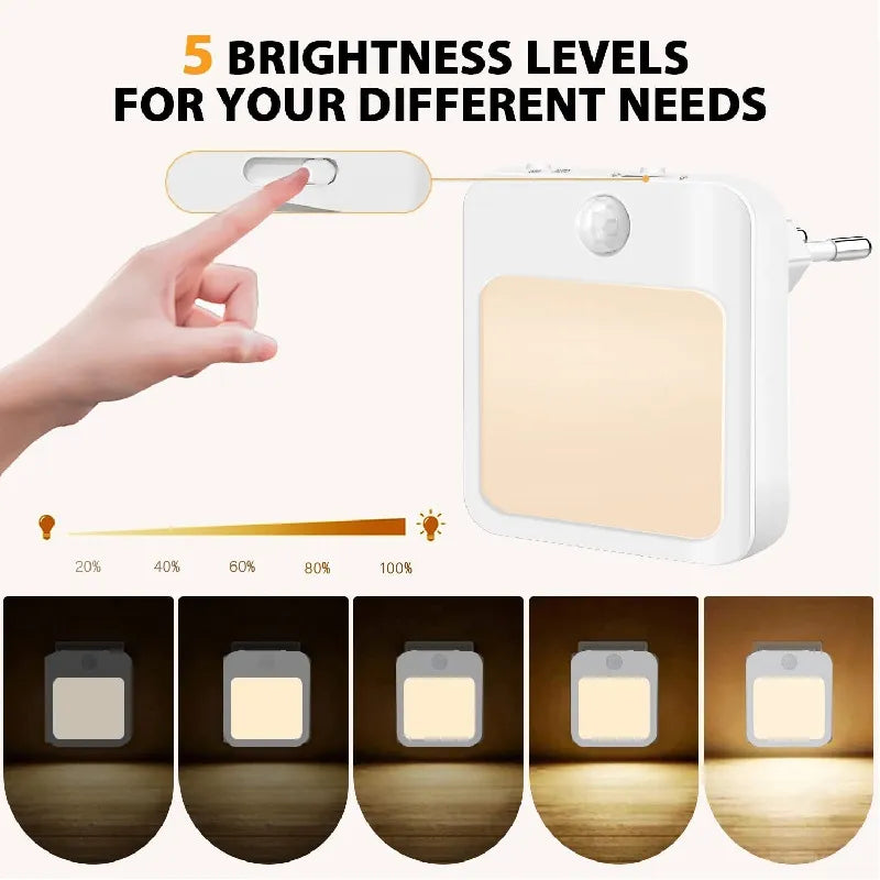 Night Light Motion Sensor With LED Light EU Plug Lamps Children Night Light Wireless Night Lamp For Bedside Table Bedroom