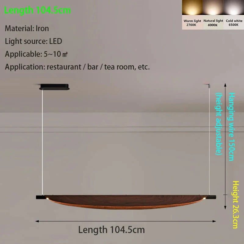 Wabi Sabi Retro Leaf Design Pendant Light Long Strip Chandelier Dining Tea Bar Room Table Light Creative Minimalist Home Decor