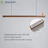 Stylish Minimalist Creative Wood Long Strip Hanging LED Pendant Lights Fashion Lamps for Living Room Home Decoration Chandelier
