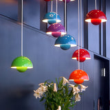 LED Flower Bud Chandelier Pendant Lamp Denmark Flower Bud Ceiling Lamp Cellular Metal Chandelier Black Semicircular Hanging Lamp