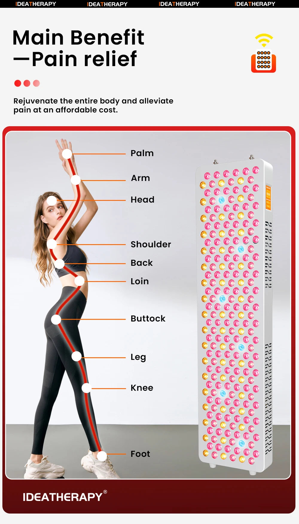 Red Light Therapy LED Physical Therapy Full Body 480,590,630,660, 670, 810, 830, 850,1060 Red Infrared Light Therapy Panel With Mobile Stand