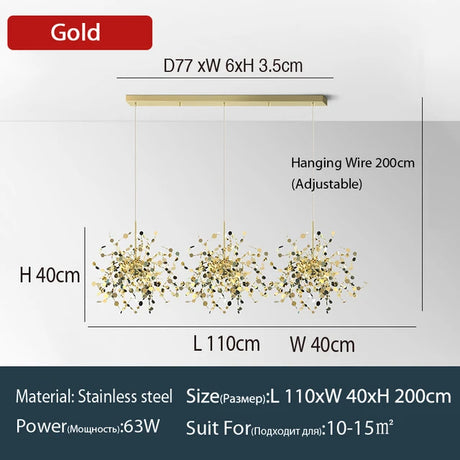 Nordic LED Chandelier Stainless Steel Chrome Leaf Personality Art Decors Living Dining Room Bar Table Hanging Lighting